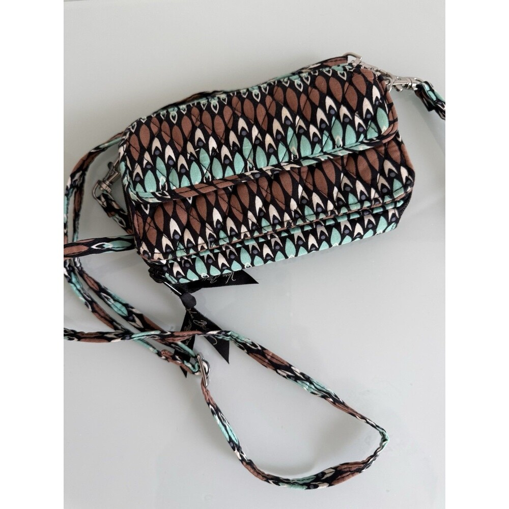 Vera Bradley RFID Convertible Crossbody Wallet Clutch Peacock Feather Print
